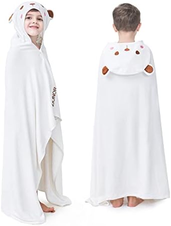 ZIONOR Bamboo Rayon Hooded Bath Towels for Kids Extra Large Hypoallergenic Soft