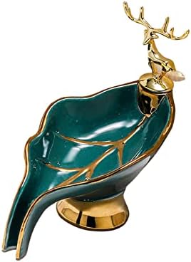 FlowhaleGreen Leaves Soap Box with Gold Deer