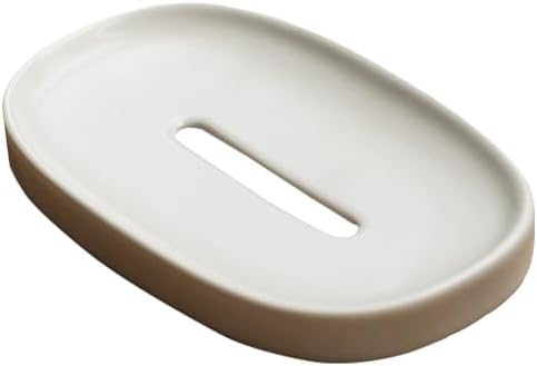 Ceramic Soap Dish with Drain Holder Easy Cleaning White