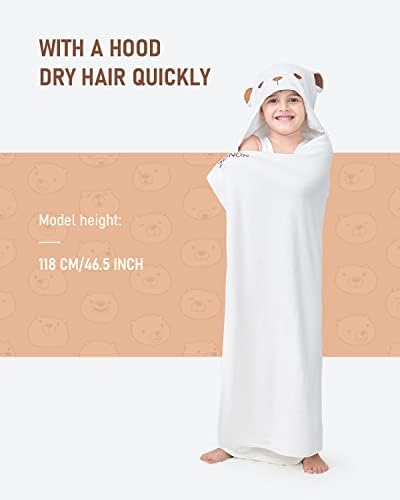ZIONOR Bamboo Rayon Hooded Bath Towels for Kids Extra Large Hypoallergenic Soft