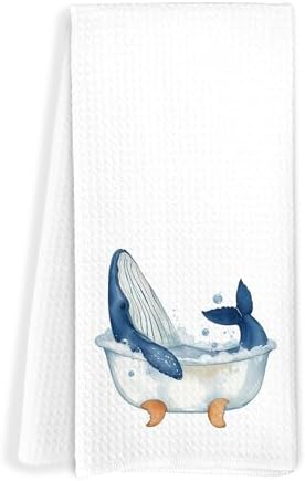 Elegant Coastal Whale Bath Towels