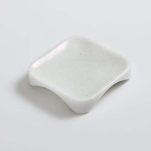Natural Marble Soap Dish with Drainage White