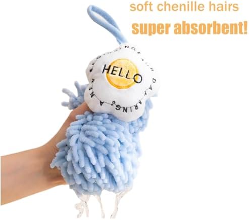 Chenille Bath Hand Towels with Hanging Loop for Adults and Kids