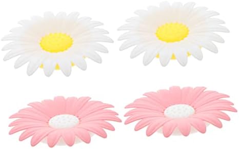 LIFKOME 4pcs Double Layer Daisy Soap Box with Drainage Storage