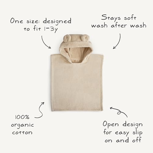 Mushie Poncho Towel for Kids organic Terry Cotton Ages 1-3