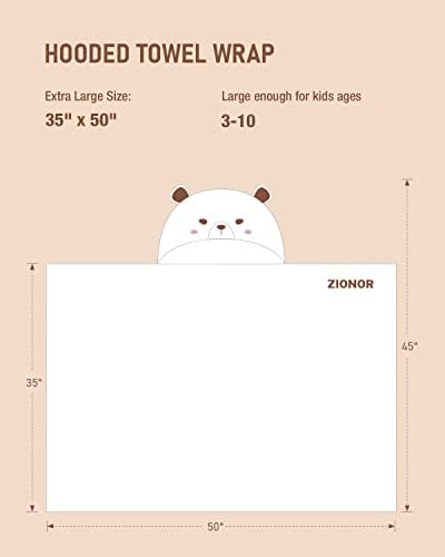 ZIONOR Bamboo Rayon Hooded Bath Towels for Kids Extra Large Hypoallergenic Soft