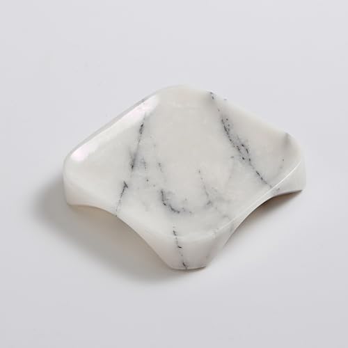 Natural Marble Soap Dish with Drainage White