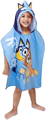 Jay Franco Bluey Piggyback BathPoolBeach Hooded Poncho - Super Soft Durable