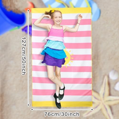 Cushy Beach Towels for Girls Boys Reusable Machine Washable Microfiber Fabric