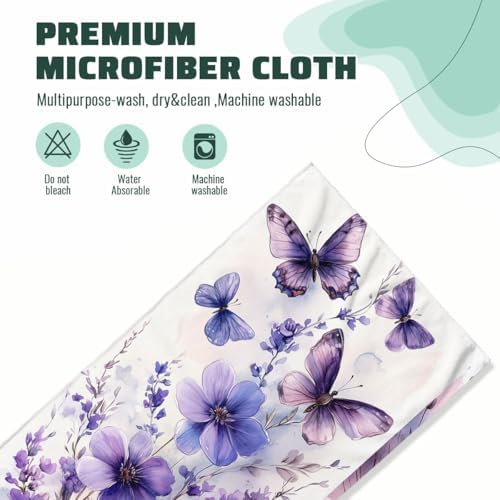2-Piece Purple Butterfly Bath Towels