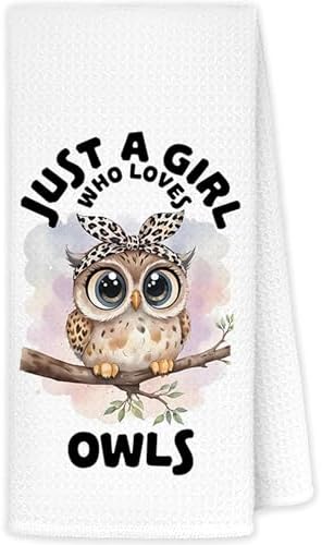 Cute Coquette Leopard Bow Owl Kitchen Towels for Women