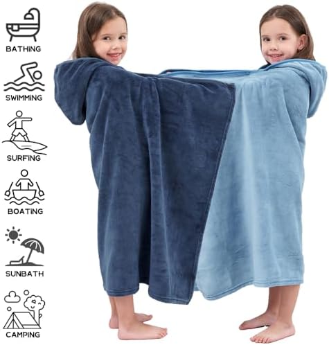 Hiturbo 2Pcs Kids Fleece Hooded Towel