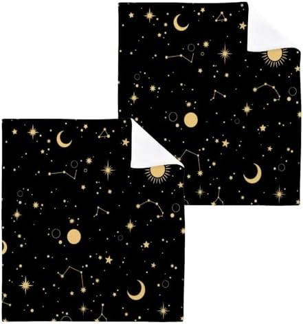 Starry Sky Washcloths 2 Pack - Soft Absorbent Cotton Face Towels