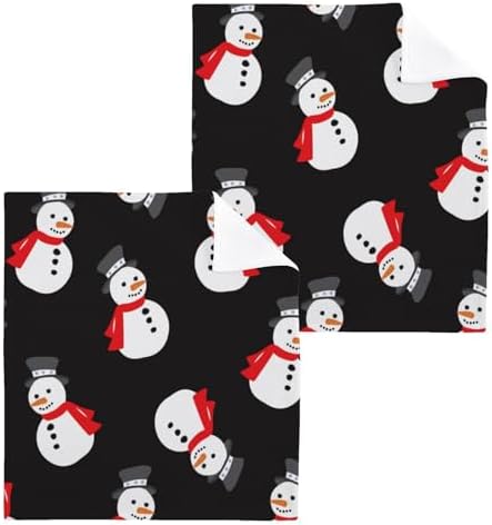 Christmas Snowman Washcloths 2 Pack Soft Absorbent Towels
