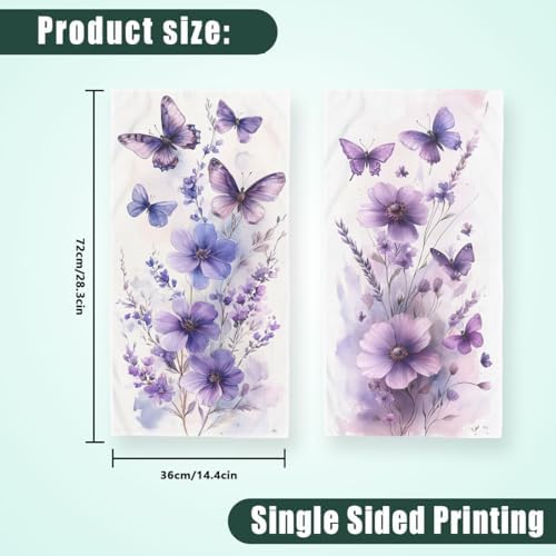 2-Piece Purple Butterfly Bath Towels