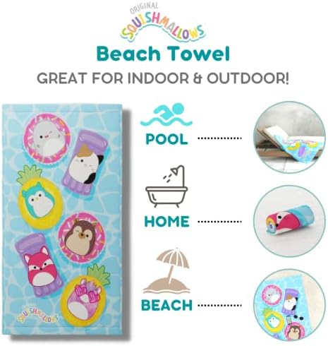 Squishmallows Super Soft Cotton BathPoolBeach Towel 58x28