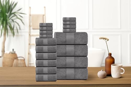 Luxurious 18-Piece Dark Grey Towel Set for Complete Bath Experience