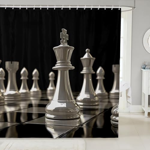 Feelyou International Chess Shower Curtain for Kids - 72 x 72 Unique Fun
