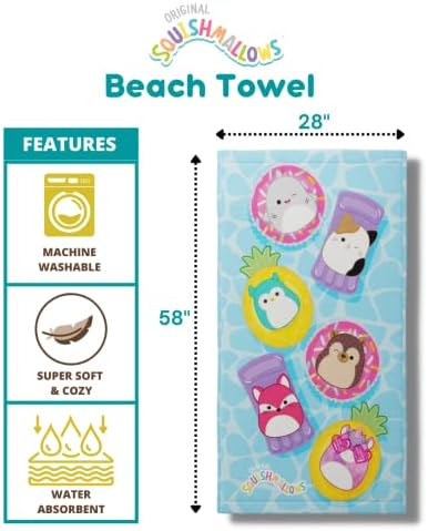 Squishmallows Super Soft Cotton BathPoolBeach Towel 58x28