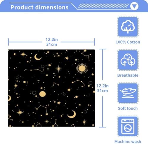 Starry Sky Washcloths 2 Pack - Soft Absorbent Cotton Face Towels