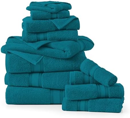 12-Piece Luxury Bath Towels Set - Soft Absorbent Zero Twist