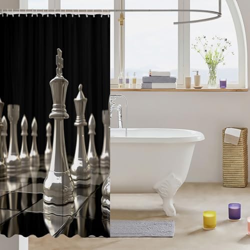 Feelyou International Chess Shower Curtain for Kids - 72 x 72 Unique Fun