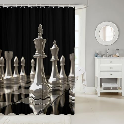 Feelyou International Chess Shower Curtain for Kids - 72 x 72 Unique Fun