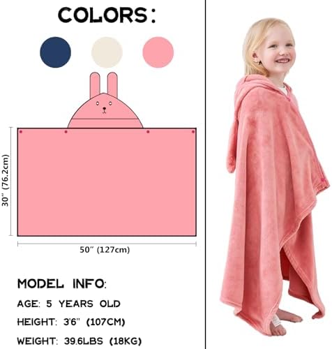Hiturbo Kids Trendy Pool Beach Towel for 3-12 Yrs Pink Rabbit