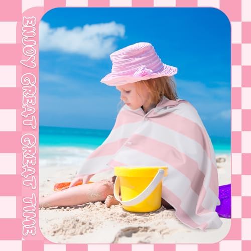 2 Pcs Pink Microfiber Hooded Bath Towels for Kids 50x30