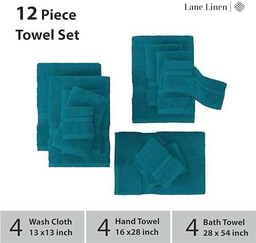 12-Piece Luxury Bath Towels Set - Soft Absorbent Zero Twist