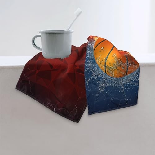 Basketball-Themed Decorative Hand Towels for Boys