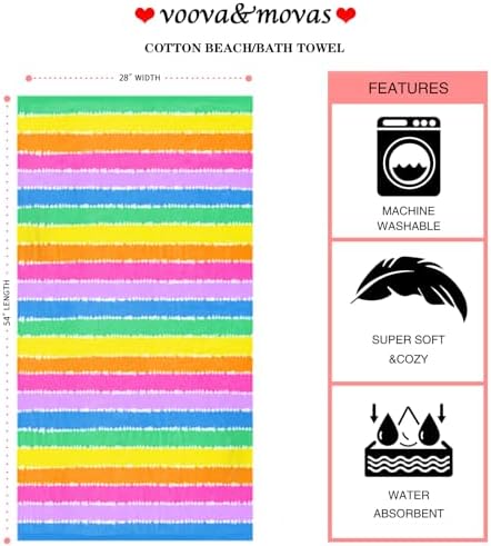 VOOVA MOVAS Kids Beach Towel 28X54inch Soft Absorbent Cotton