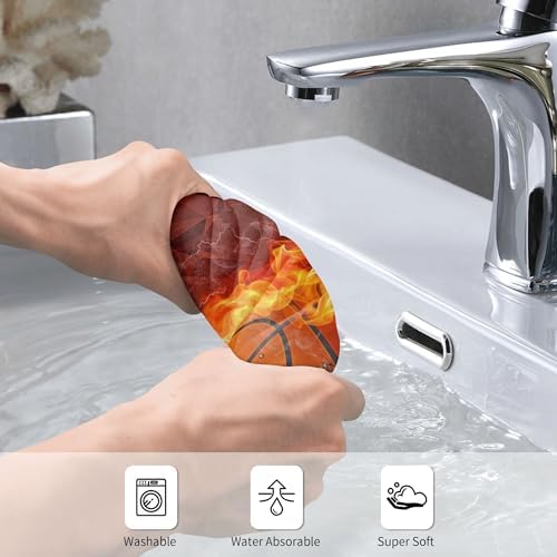 Basketball-Themed Decorative Hand Towels for Boys