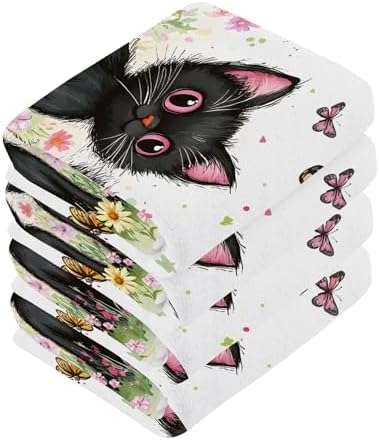 FJDENG Cat Washcloths 2 Pack Soft Cotton Towels