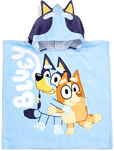 Jay Franco Bluey Piggyback BathPoolBeach Hooded Poncho - Super Soft Durable