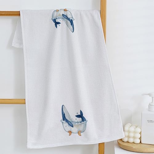 Elegant Coastal Whale Bath Towels