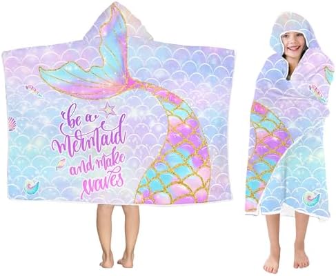 FUTBU Mermaid Hooded Bath Towel for Kids