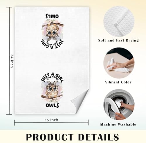 Cute Coquette Leopard Bow Owl Kitchen Towels for Women