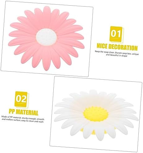 LIFKOME 4pcs Double Layer Daisy Soap Box with Drainage Storage