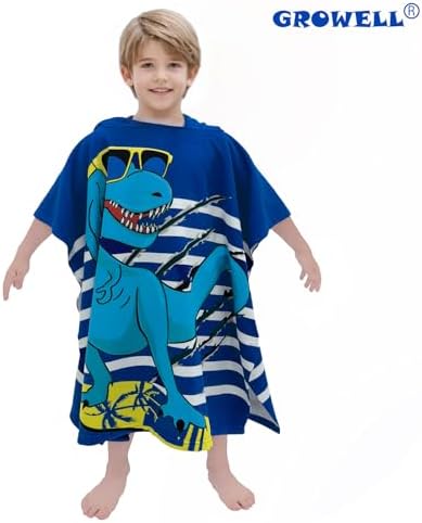 Growell Hooded Kids Beach Towel - Dinosaur Navy 24x23