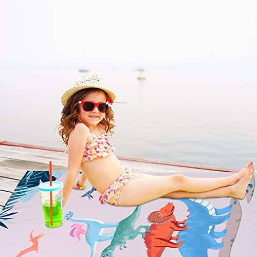 LIVILAN Microfiber Dinosaur Beach Towel for Kids 24x48