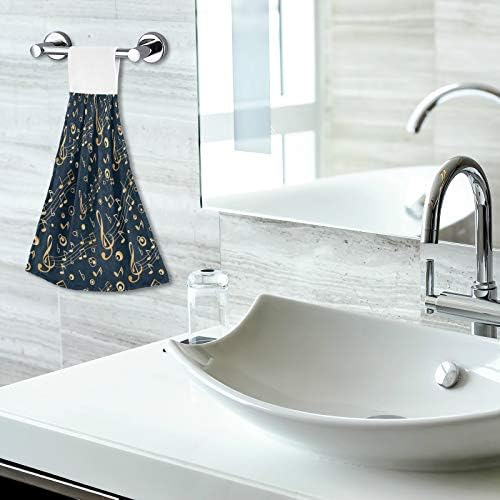 Visesunny 2-Piece Gold Musical Note Black Pattern Kitchen Towels