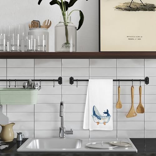 Elegant Coastal Whale Bath Towels