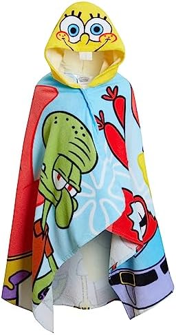 SpongeBob SquarePants Kids 100 Cotton Hooded Bath TowelPerfect for Swimming Beach Fun