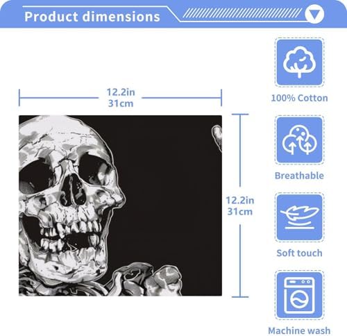 PaChyLuu Skeleton Middle Finger Washcloths Set of 2 - 12x12 Inch Cotton Towel