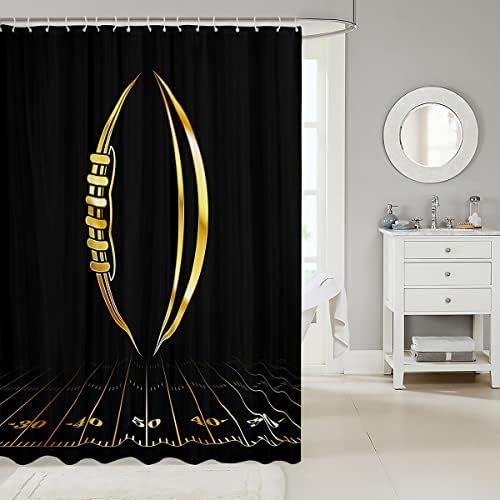 Feelyou Kids Football Bath Shower Curtain 72x72 Golden Black