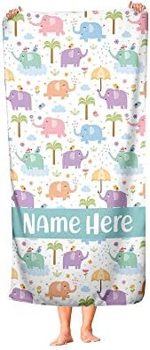 Personalized Corner Oversized Elephant Towel