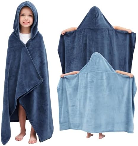 Hiturbo 2Pcs Kids Fleece Hooded Towel