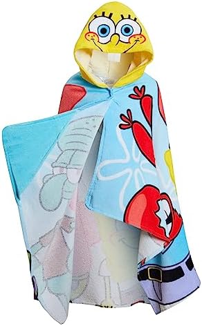 SpongeBob SquarePants Kids 100 Cotton Hooded Bath TowelPerfect for Swimming Beach Fun