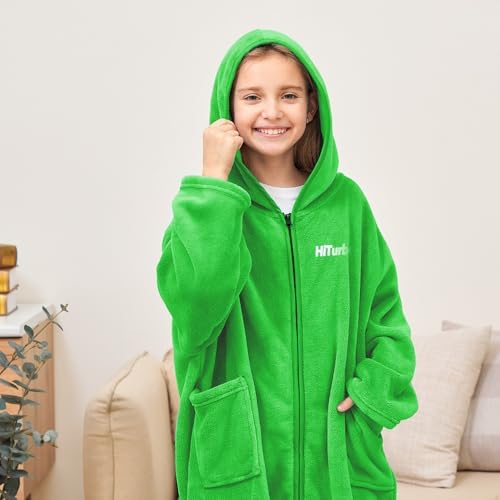 Hiturbo Kids Bath Towel Soft Plush Zipper Surf Poncho